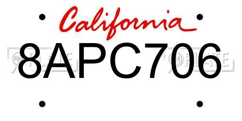 8APC706 California License Plate
