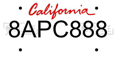 8APC888 California License Plate