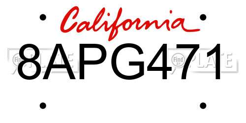 8APG471 California License Plate