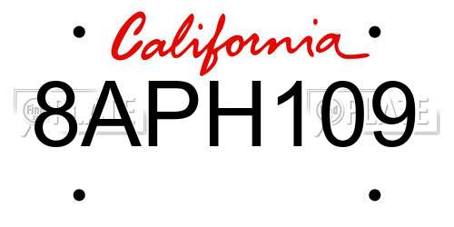 8APH109 California License Plate