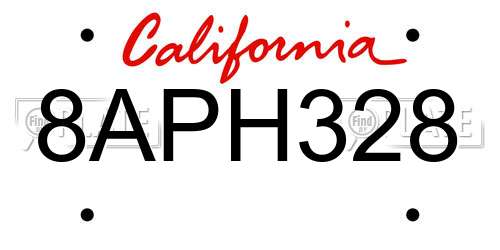 8APH328 California License Plate