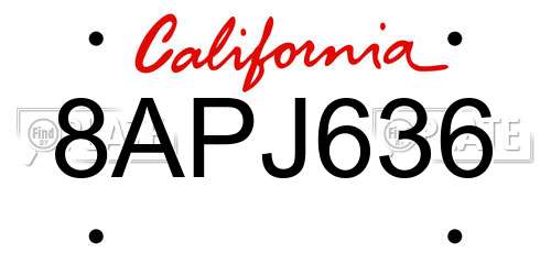 8APJ636 California License Plate