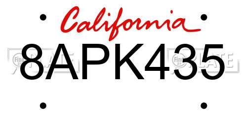 8APK435 California License Plate