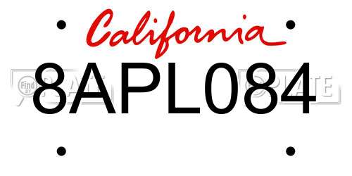 8APL084 California License Plate