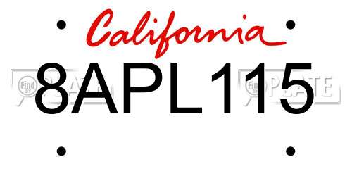 8APL115 California License Plate