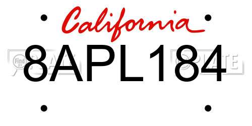 8APL184 California License Plate