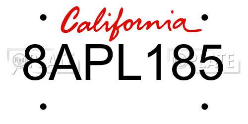 8APL185 California License Plate
