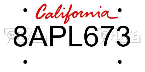 8APL673 California License Plate
