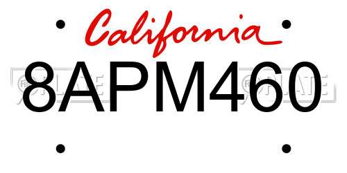 8APM460 California License Plate