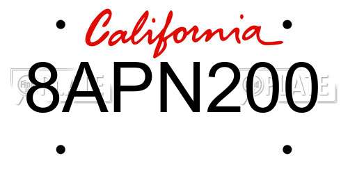 8APN200 California License Plate