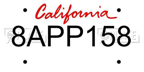 8APP158 California License Plate