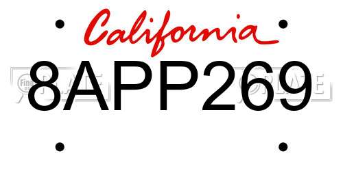 8APP269 California License Plate