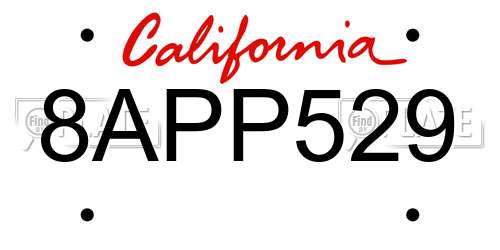 8APP529 California License Plate