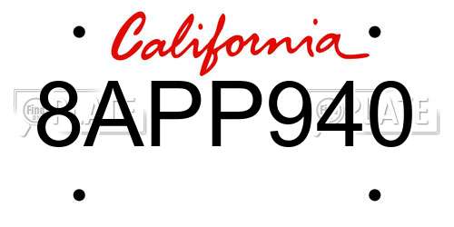 8APP940 California License Plate