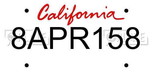 8APR158 California License Plate