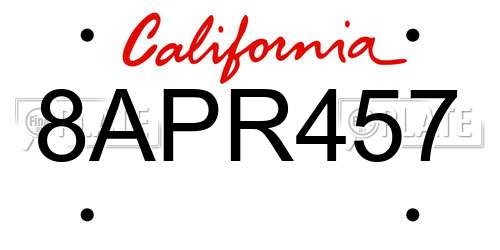 8APR457 California License Plate