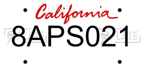 8APS021 California License Plate