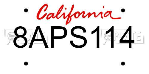 8APS114 California License Plate