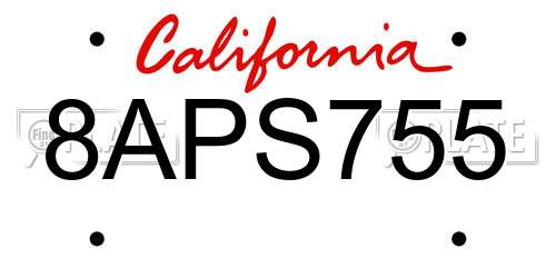 8APS755 California License Plate