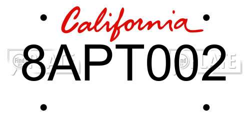 8APT002 California License Plate