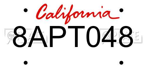 8APT048 California License Plate