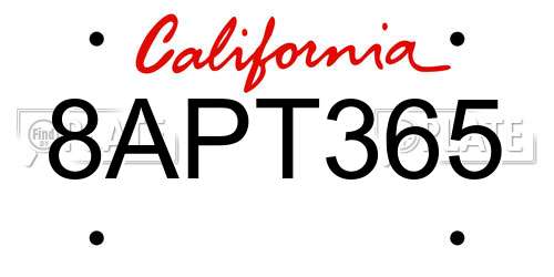 8APT365 California License Plate