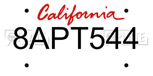 8APT544 California License Plate