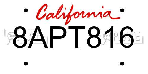 8APT816 California License Plate