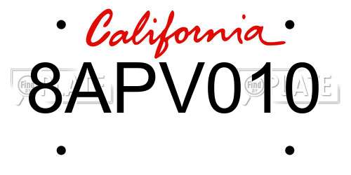 8APV010 California License Plate