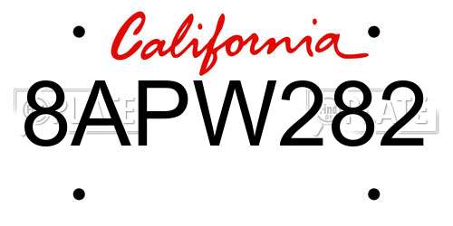 8APW282 California License Plate