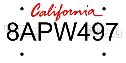 8APW497 California License Plate