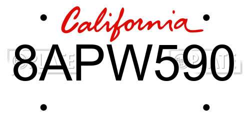 8APW590 California License Plate