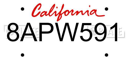 8APW591 California License Plate