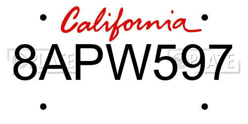 8APW597 California License Plate