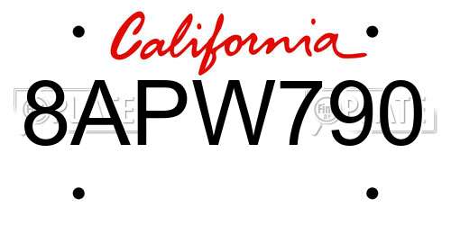 8APW790 California License Plate