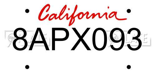 8APX093 California License Plate