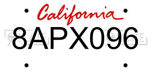 8APX096 California License Plate