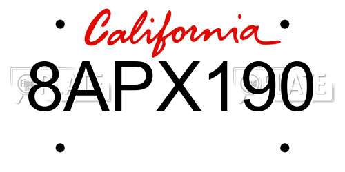 8APX190 California License Plate