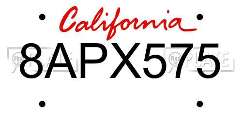 8APX575 California License Plate