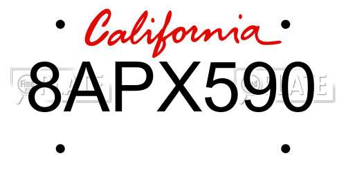 8APX590 California License Plate