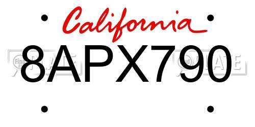 8APX790 California License Plate