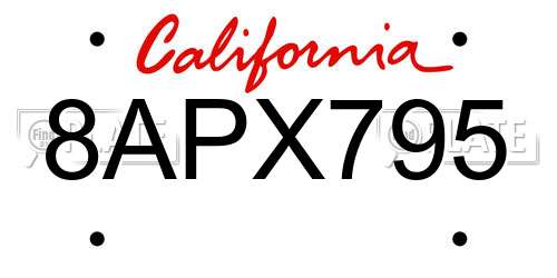 8APX795 California License Plate