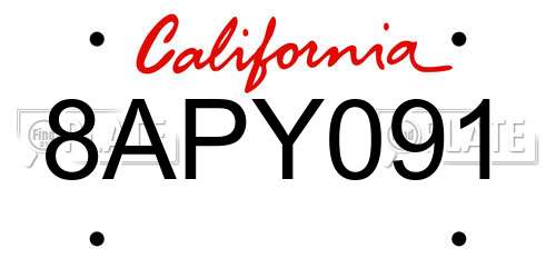 8APY091 California License Plate