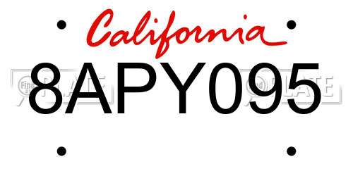 8APY095 California License Plate