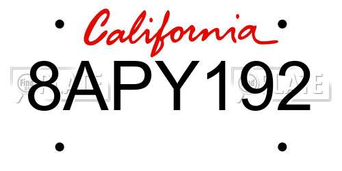 8APY192 California License Plate