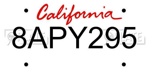 8APY295 California License Plate