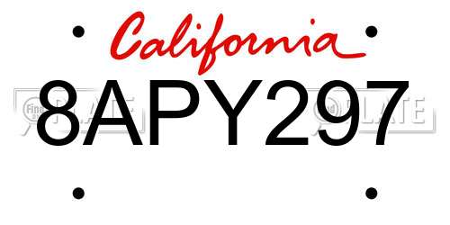 8APY297 California License Plate