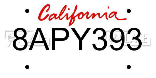 8APY393 California License Plate