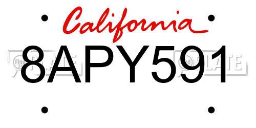 8APY591 California License Plate