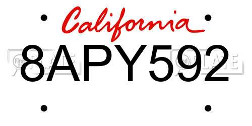8APY592 California License Plate